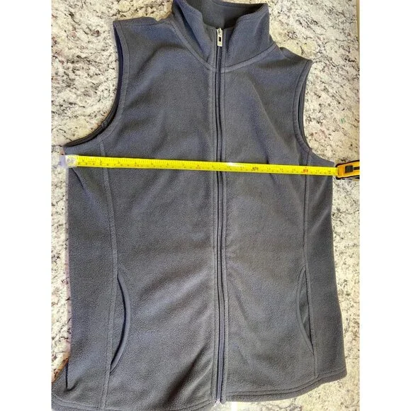 Fresh Womens Gray Fleece Vest Small  Full-Zip Pockets Athletic - Picture 8 of 10